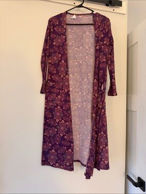 LuLaRoe Purple Geometric Print Cardigan